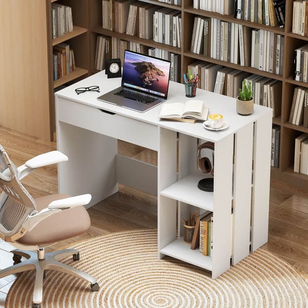 Computerbord med løftefunktion, hæve-sænkefunktion, 100 x 49 cm, hvid