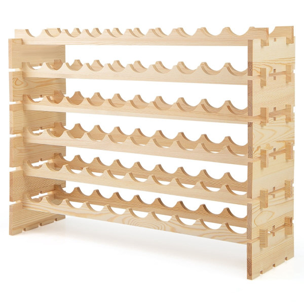 Pinottava modulaarinen viiniteline, tilaa 60 pullolle, mänty