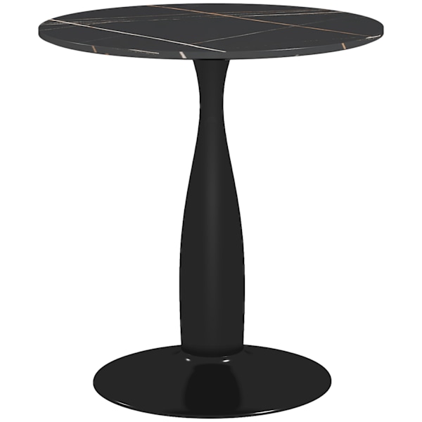 Spisebord, rundt køkkenbord, moderne spisebord, sofabord med stålstel, barbord til 2 personer, Ø70 x 74 cm, sort