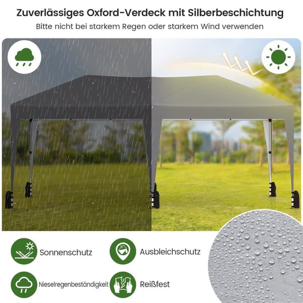 3 x 6 m pop-up-pavillon med UV-beskyttelse, grå