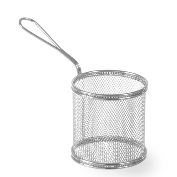 Miniatyrkorg för stekta snacks, diameter i rostfritt stål. 90mm höjd 90mm - Hendi 426449