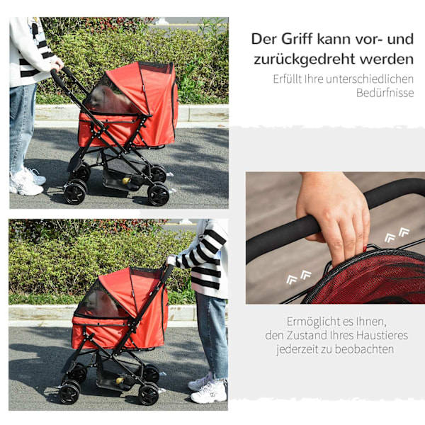 Dog Cart Oxford Red 76.5X52X95Cm Pienet Koirat & Kissat