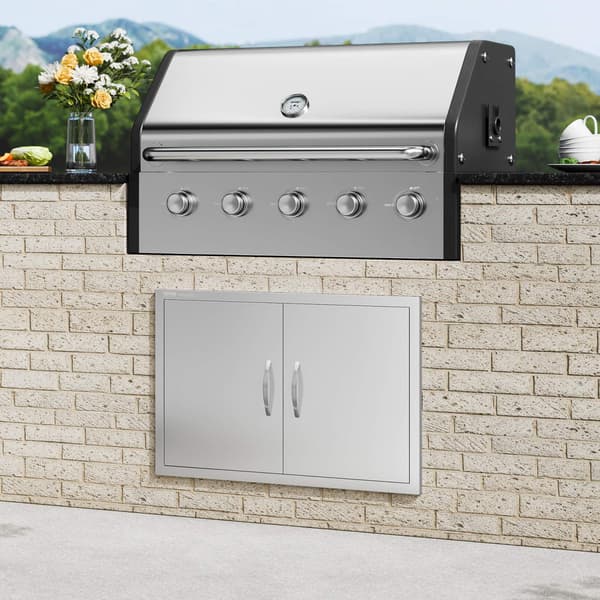 Grilldörr, dubbel infälld montering i rostfritt stål 33x22