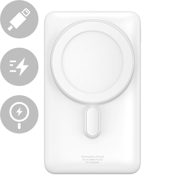 Powerbank langattomalla MagSafe-latauksella 10000mAh 20W USB-C-kaapeli 0,5m valkoinen