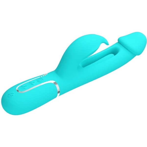 Pretty Love - Kampas Rabbit 3 i 1 multifunktionsvibrator med tunga Aqua Green