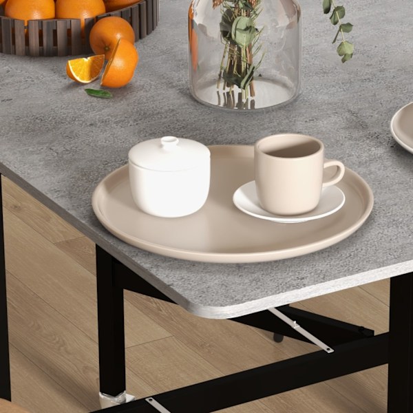 Matbord, fällbart köksbord med hjul, stålben, hopfällbart bord för 4-6 personer, matsalsbord, 52,5-120 x 80 x 73 cm