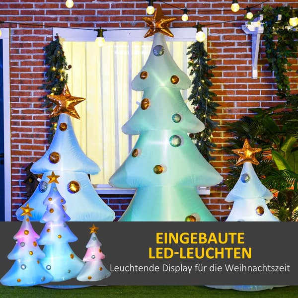 3-delade uppblåsbara julgranar med LED-ljus
