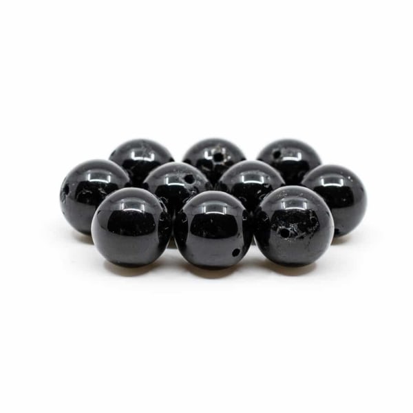 Ädelsten lösa pärlor svart turmalin - 10 stycken (12 mm)