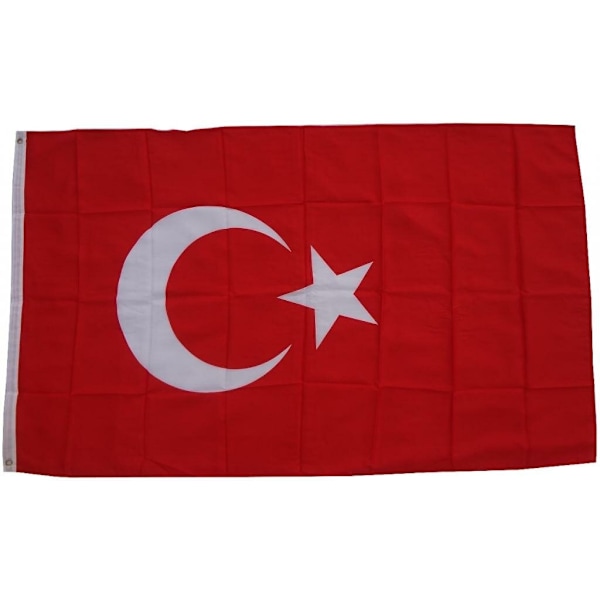 Türkiye flag 90 x 150 cm flag med 2 øjer 100g/m² stofvægt hejseflag til stang