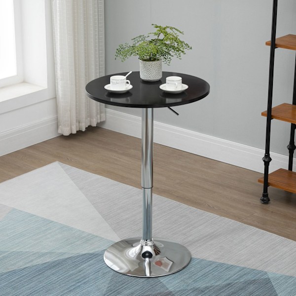 Round Bar Bord Højde Justerbart Roterende Bord Stål Sort Ø61X70-97Cm
