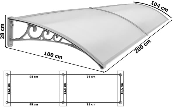 Dörrtak i plast, 100x200 cm, UV-resistent