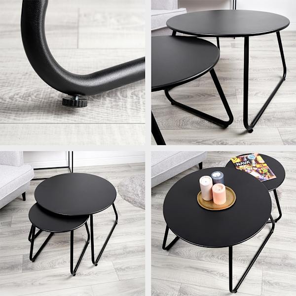 Sofabord i sort metal, 2 stk.