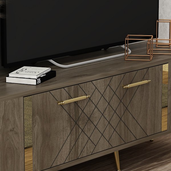 TV Stand Detas - Valnød, Guld