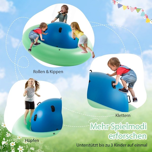 Ilmatäytteinen kupukiikkua lapsille 88" Rolling Shaw vihreä + sininen