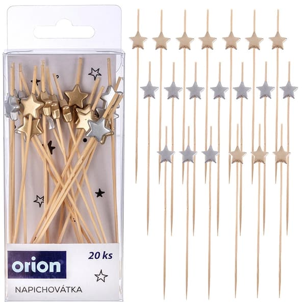 Bambucocktailpinnar, stjärnformade, 12 cm, 20-pack