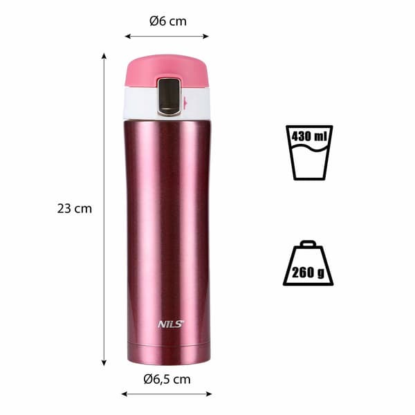 Termisk kopp, rosa, 10 oz, isolerad