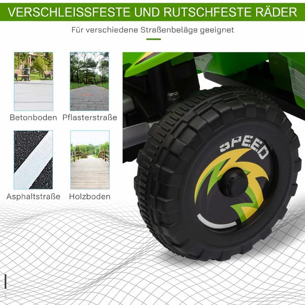 6V Elfyrhjuling för barn, Grön – Ålder 1,5-3, Upp till 20 kg