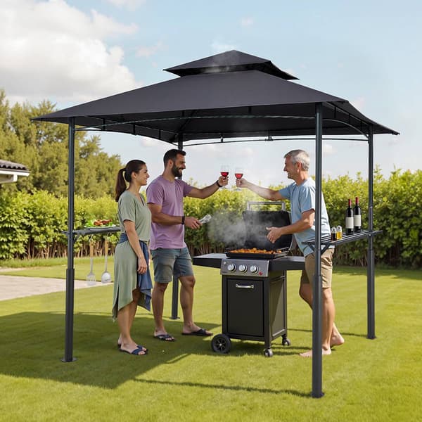 Grillpavillon 2,4 x 1,5 m, dobbelt tag, stålramme