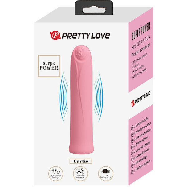 Pretty Love - Curtis Mini Super Power Vibrator 12 rosa silikonvibrationer