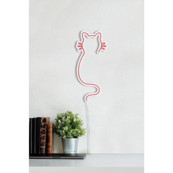 Dekorativ Plast Led Belysning Katt - Rosa