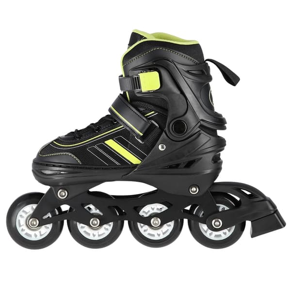 2-i-1 inline & skøjter, sort/lime, størrelse L (39-43)