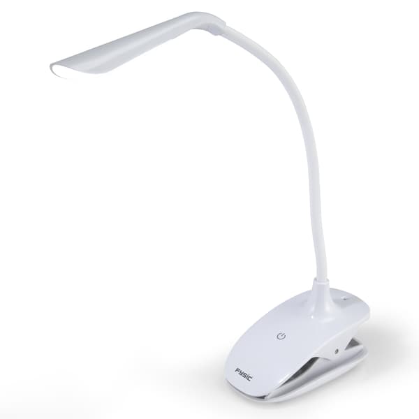 Genopladelig LED-skrivebordslampe med klemme, justerbart lys