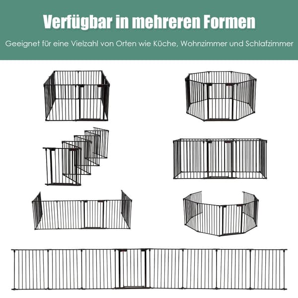 Lekhage för husdjur, 8 paneler, 500x75 cm, svart järnstaket
