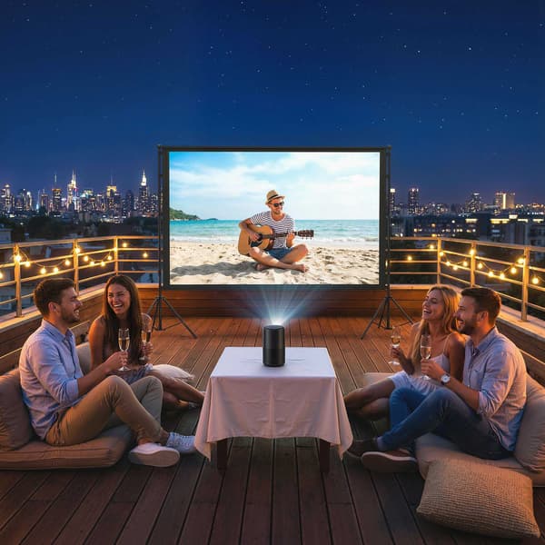 100" projektorlærred med stativ, 4K/8K, 16:9-format