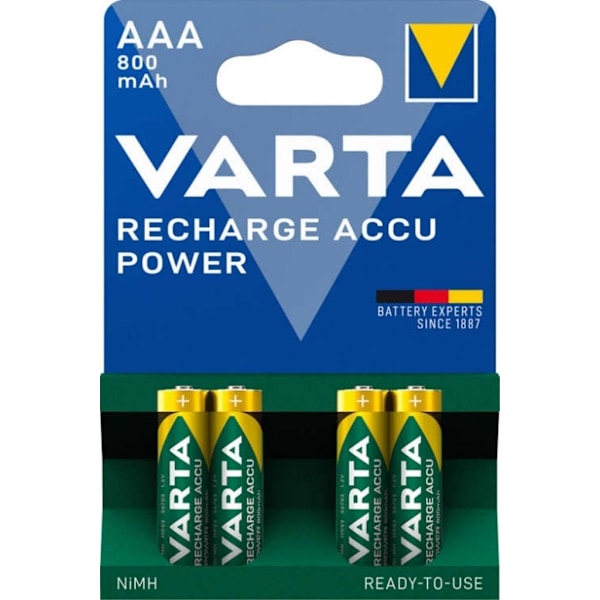 VARTA Recharge Accu Power AAA-batteri 800 mAh, 4-pack