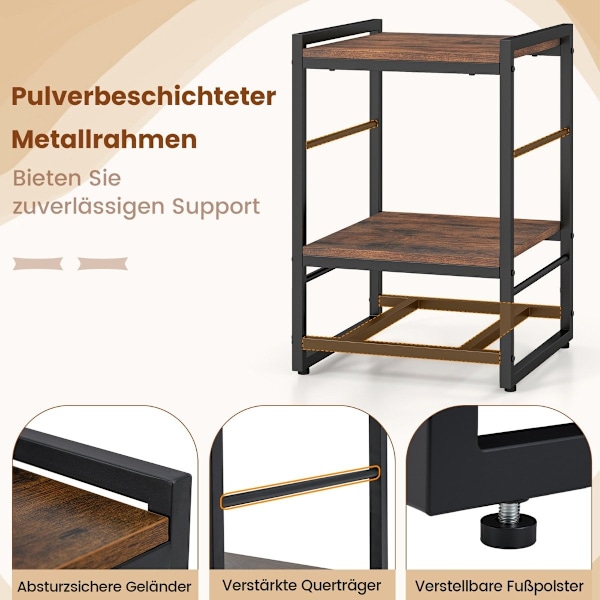 Sengebord med stofskuffe & åbent opbevaringsrum, sidebord, natbord