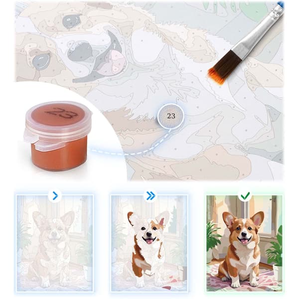 Maleri efter tal 40x50 cm Massido Puppies