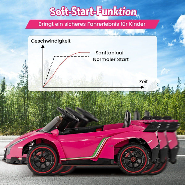 Barn Lamborghini elbil med fjärrkontroll & LED-strålkastare & horn & musik barnbil rosa