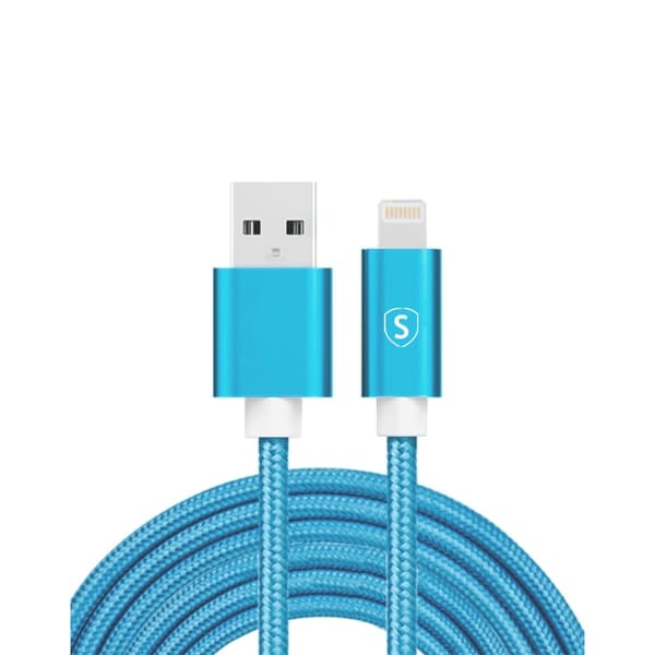 USB-Lightning-kaapeli, 2,4A, 2m, nailon - sininen