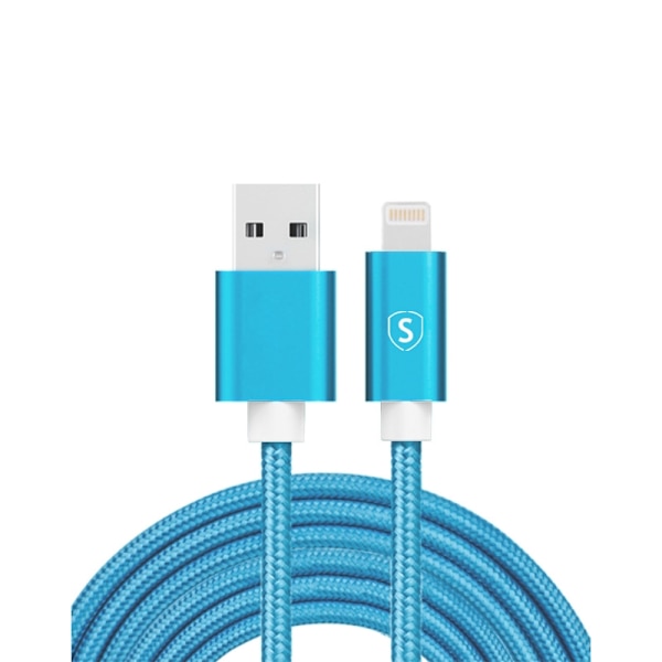 USB til Lightning-kabel, 2,4A, 2m, Nylon - Blå