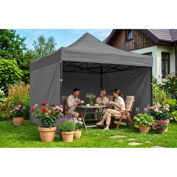 Puutarhapaviljonkiteltta, 3x3m, harmaa, vedenpitävä, 3 seinää