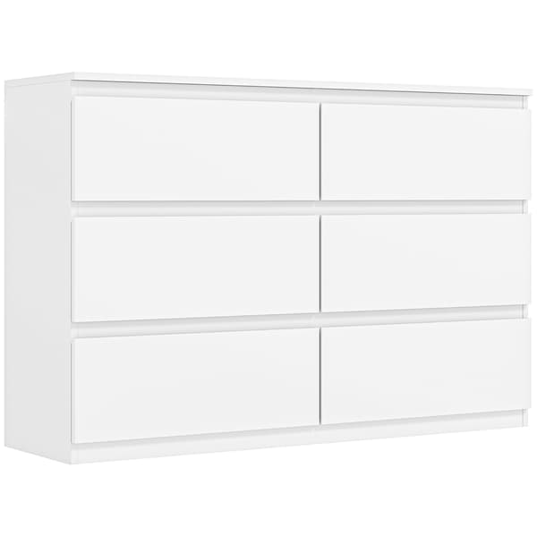 Kommode med 6 skuffer, hvid kommode 112 x 34 x 75 cm