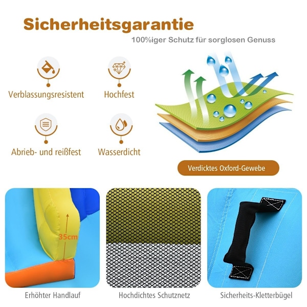 Vandland 6-i-1 hoppeborg med blæser & vandstråler & rutsjebane 525 x 373 x 203 cm