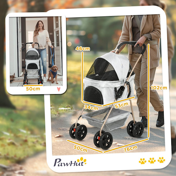 Hundevogn 3 i 1 hundevogn sammenfoldelig hundeboks, foldbar transportpose med drikkevareholder, hundevogn, kattevogn med 360° hjul kattevogn til minih