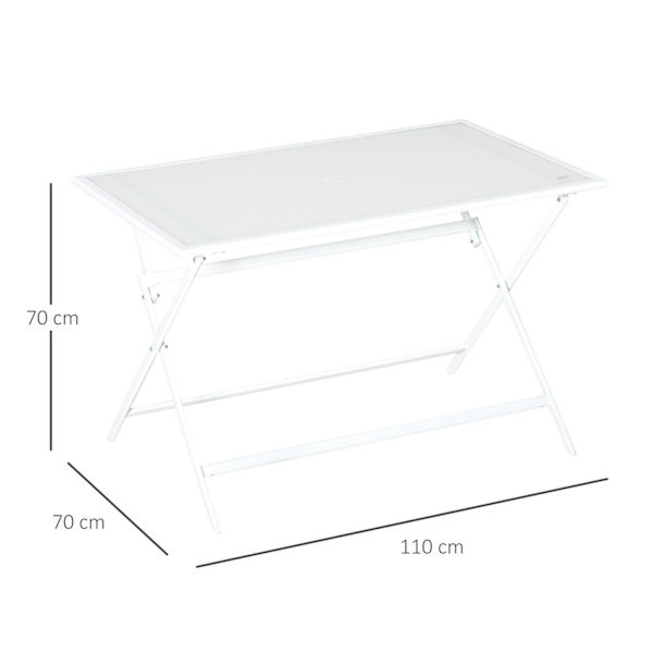 Kokoontaittuva Pöytä Puutarhapöytä Sateenvarjo Reikä Kokoontaittuva Pöytä Sivupöytä Parvekepöytä Piknikpöytä Metalli 110X70X70Cm
