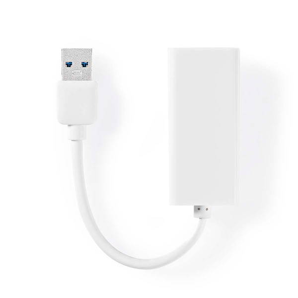 USB-netværksadapter | USB 3.2 Gen 1 | 1 Gbps | USB-A Han | RJ45 Hun | 0.20 m | Runde | Nikkelplateret | Kobber | Hvid | Box