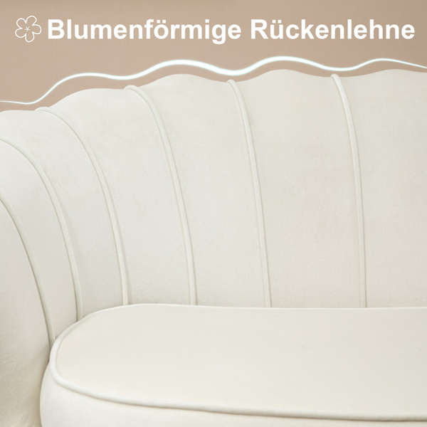 2 Pers. Sofa Sofa Polstret Sofa Loveseat Armlæn Fløjl Op Til 150 Kg Living Room Soveværelse Creme 130X77X77Cm