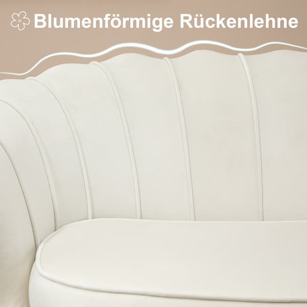 2-Sits Soffa Soffa Klädd Soffa Loveseat Armstöd Sammet Upp Till 150 Kg Vardagsrum Sovrum Kräm 130X77X77Cm