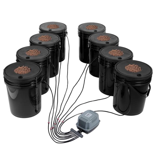 DWC Hydroponic Grow System, 8 x 5 gallonan sarja ilmapumpulla