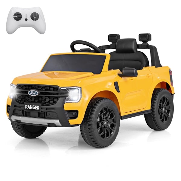 Lasten sähköauto Ford 12V lastenauto sähkö kaukosäätimellä & säilytyskorilla & USB & musiikki keltainen