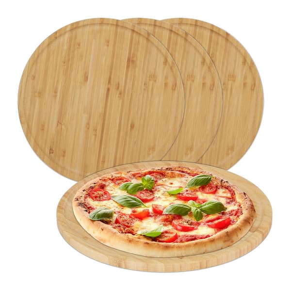Bambu pizza- och serveringsbrädor, set, 32 cm, 4-pack