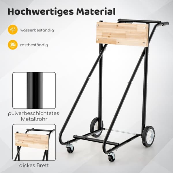 Perämoottoriteline pyörillä, 150 kg:n kapasiteetti