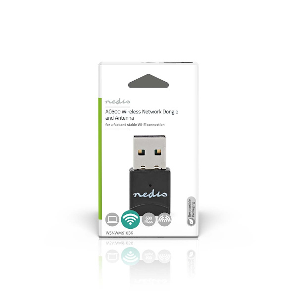 Nätverks dongle | Wi-Fi | AC600 | 2.4/5 GHz (Dual Band) | USB2.0 | Wi-Fi hastighet total: 600 Mbps | Windows 10 / Windows 11 / Windows 8