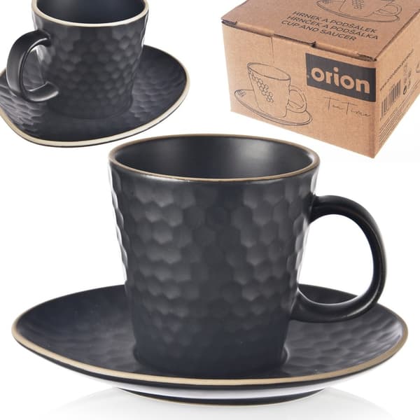 Kaffekop med underkop til espresso keramik sort TEA TIME 95 ml