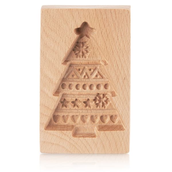 Julgransform i trä, kakform, 13x8 cm