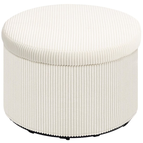 Taburet med opbevaringsplads skammel med låg, rund skammel med ledningslook til stue, soveværelse 60 x 60 x 41 cm beige